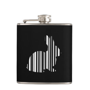 RABBIT BAR CODE Bunny Hare Barcode Pattern Hip Flask
