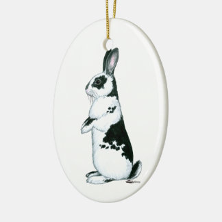 Rabbit: Black and White Ceramic Tree Decoration