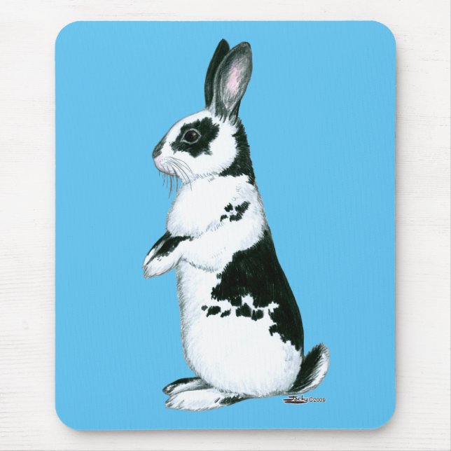 Rabbit:  Black and White Mouse Pad (Front)