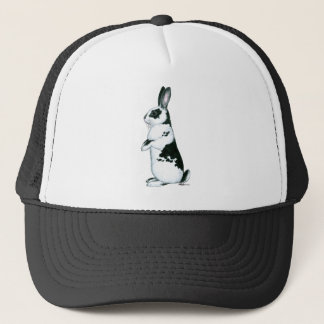 Rabbit:  Black and White Trucker Hat