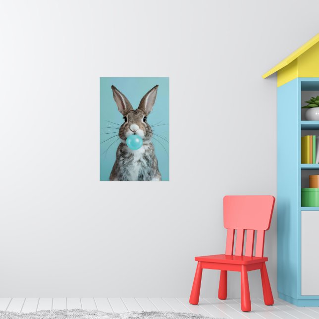 Rabbit Blowing Bubble Gum Bubble Poster (Nursery 1)