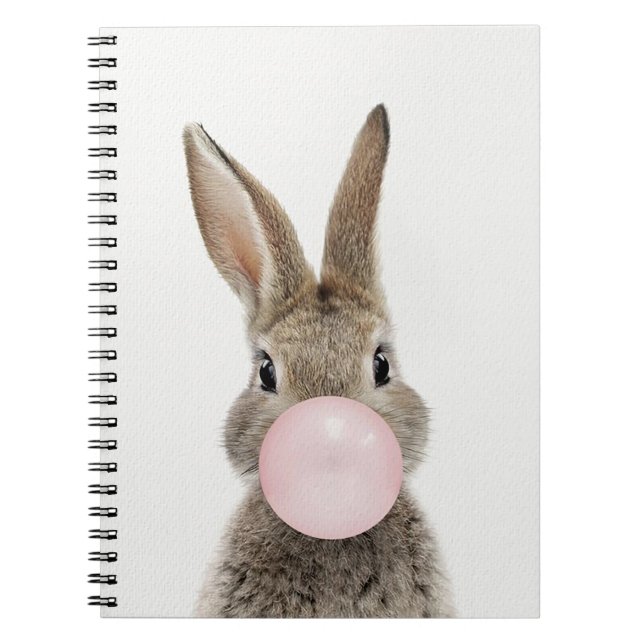 Rabbit Blowing Pink Bubble gum   Notebook (Front)