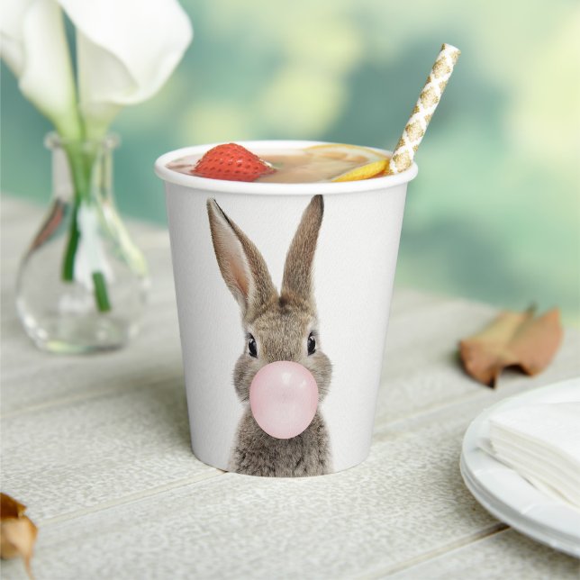 Rabbit Blowing Pink Bubble gum   Paper Cups (Insitu)