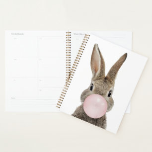 Rabbit Blowing Pink Bubble gum Planner