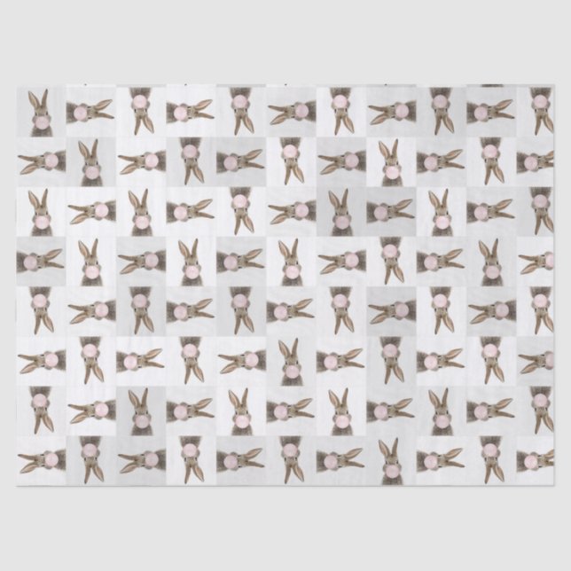 Rabbit Blowing Pink Bubble gum Tissue Paper (Front)