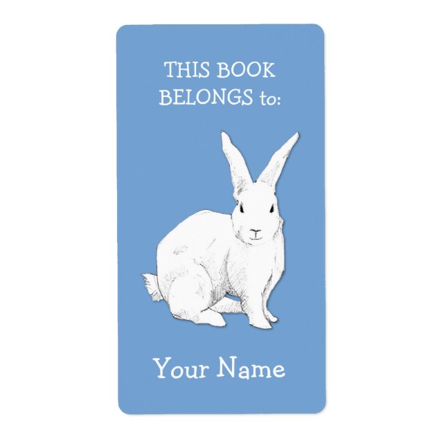 Rabbit blue Bookplate Label (Front)