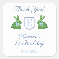 Rabbit Blue Monogram Baby Boy 1st Birthday Favour