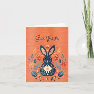 Rabbit Blue Orange God Påske  Card