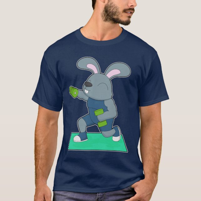Rabbit Bodybuilder Dumbbells Bodybuilding T-Shirt (Front)