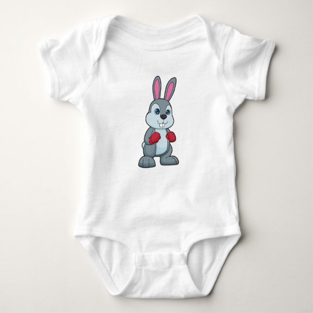 Rabbit Boxing Boxer Boxing gloves Baby Bodysuit (Front)