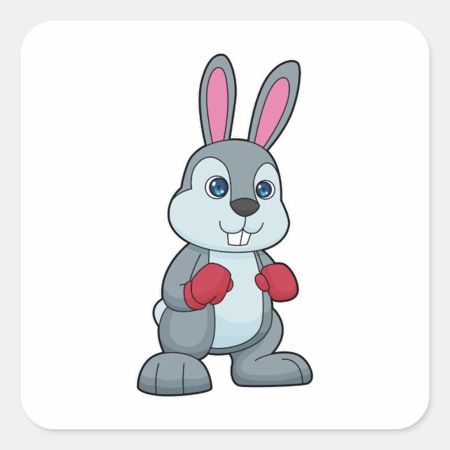 Rabbit Boxing Boxer Boxing gloves Square Sticker (Front)