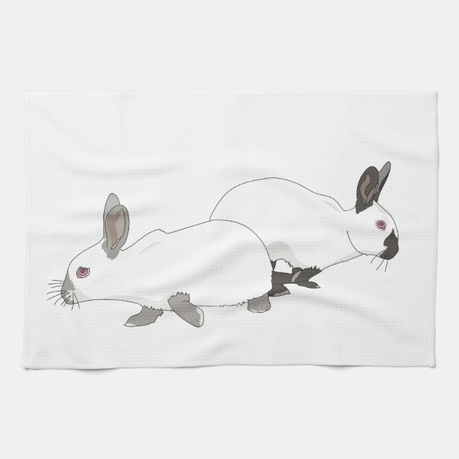 Rabbit Bunnies Kitchen Towel (Horizontal)