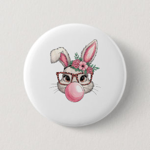 Rabbit Bunny Blowing Bubble Easter Day Cute Women  6 Cm Round Badge