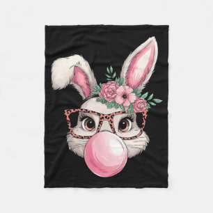 Rabbit Bunny Blowing Bubble Easter Day Cute Women Fleece Blanket