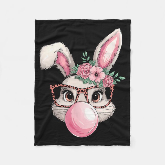 Rabbit Bunny Blowing Bubble Easter Day Cute Women  Fleece Blanket (Front)