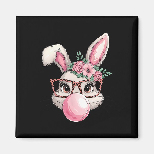 Rabbit Bunny Blowing Bubble Easter Day Cute Women  Magnet (Front)