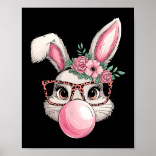 Rabbit Bunny Blowing Bubble Easter Day Cute Women  Poster