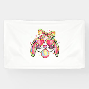 Rabbit Bunny Blowing Bubble Gum Easter Day Coquett Banner