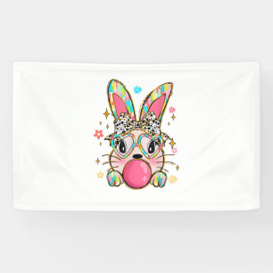 Rabbit Bunny Blowing Bubble Gum Easter Day Coquett Banner