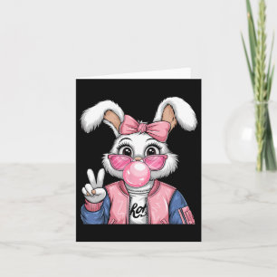Rabbit Bunny Blowing Bubble Gum Easter Day Coquett Card