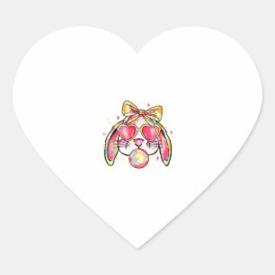 Rabbit Bunny Blowing Bubble Gum Easter Day Coquett Heart Sticker