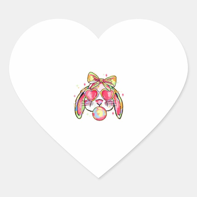 Rabbit Bunny Blowing Bubble Gum Easter Day Coquett Heart Sticker (Front)