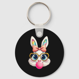Rabbit Bunny Blowing Bubble Gum Easter Day Cute 1  Key Ring