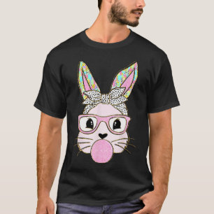 Rabbit Bunny Blowing Bubble Gum Easter Day Cute  T-Shirt