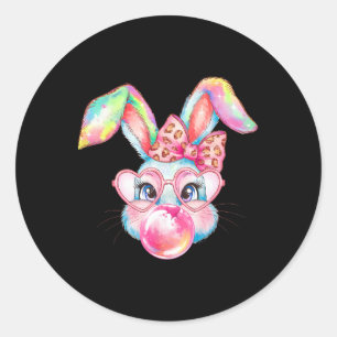 Rabbit Bunny Blowing Bubble Happy Easter Cute Bunn Classic Round Sticker