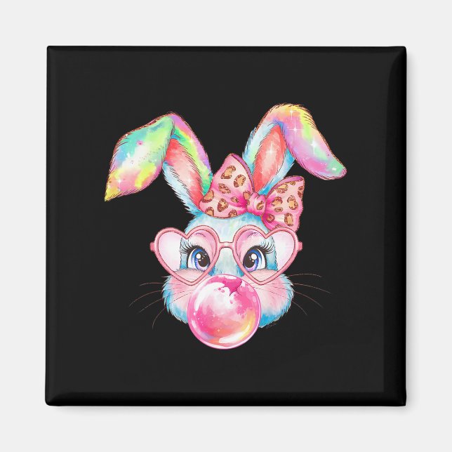 Rabbit Bunny Blowing Bubble Happy Easter Cute Bunn Magnet (Front)