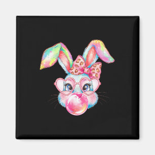 Rabbit Bunny Blowing Bubble Happy Easter Cute Bunn Magnet