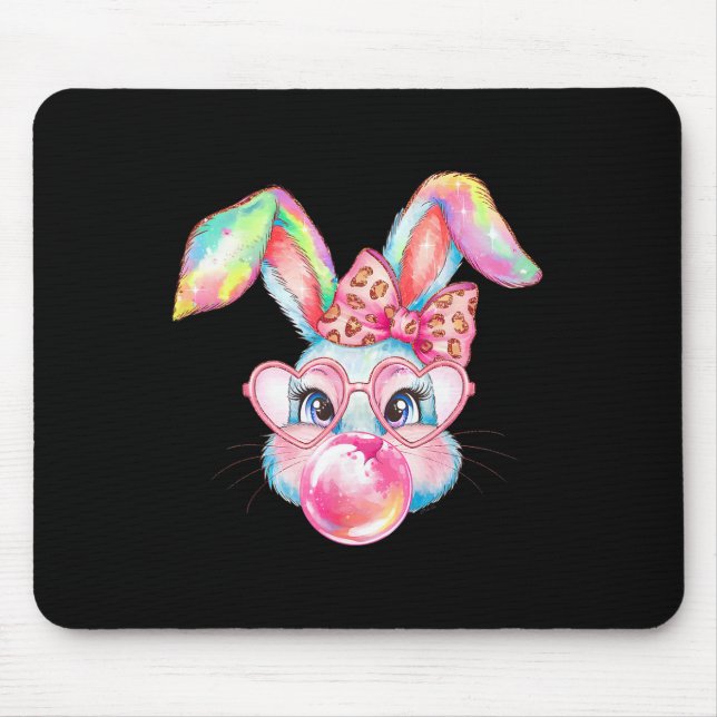 Rabbit Bunny Blowing Bubble Happy Easter Cute Bunn Mouse Pad (Front)