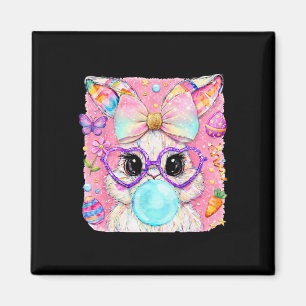 Rabbit Bunny Blowing Bubblegum Easter Day Cute Wom Magnet