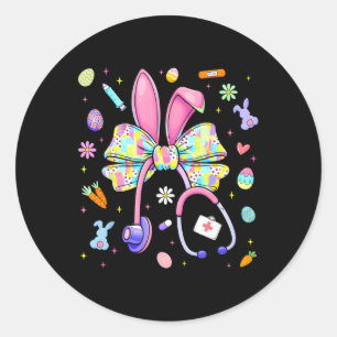 Rabbit Bunny Cna Icu Coquette Easter Nurse Men Wom Classic Round Sticker