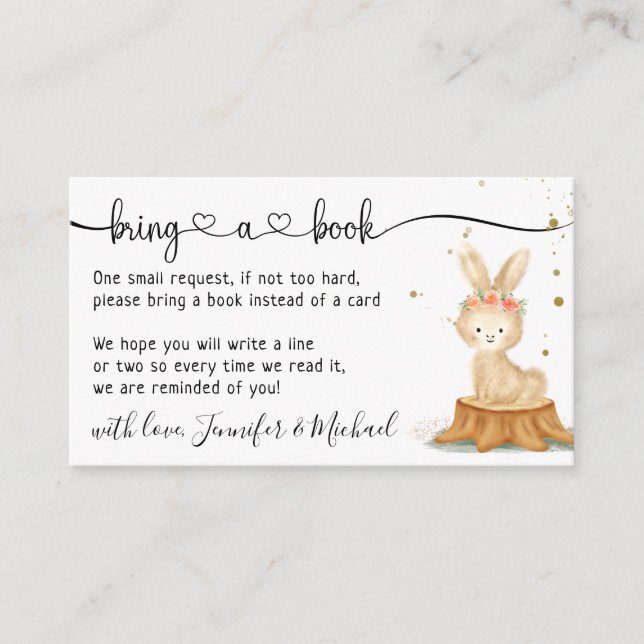 Rabbit Bunny Cute Bring a book Enclosure Card (Front)