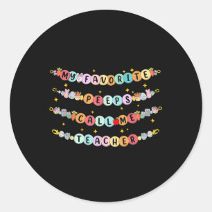 Rabbit Bunny Easter Day Bracelet Eggs Teacher Teac Classic Round Sticker