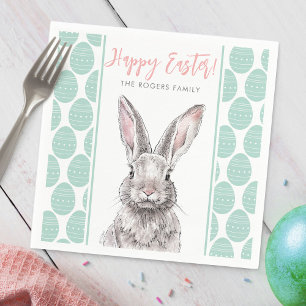 Rabbit Bunny Happy Easter Animal Art Cute Pastel Napkin