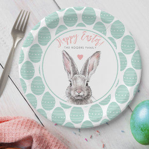 Rabbit Bunny Happy Easter Animal Art Cute Pastel Paper Plate