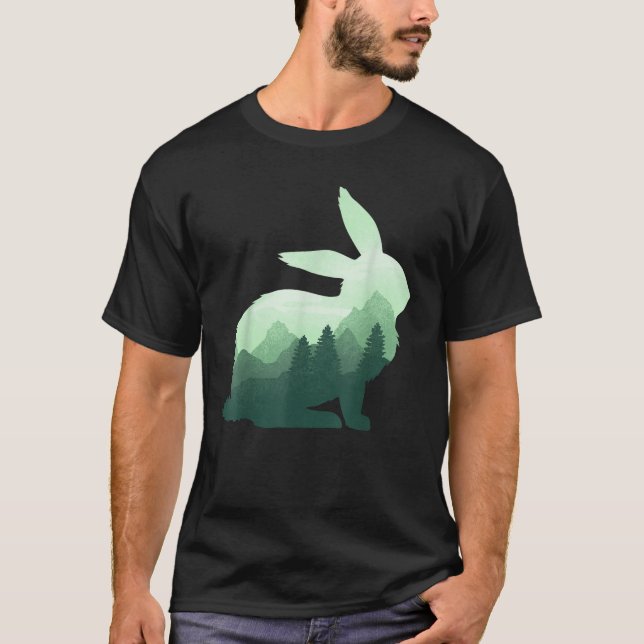 Rabbit Bunny Hare Double Exposure Surreal Wildlife T-Shirt (Front)