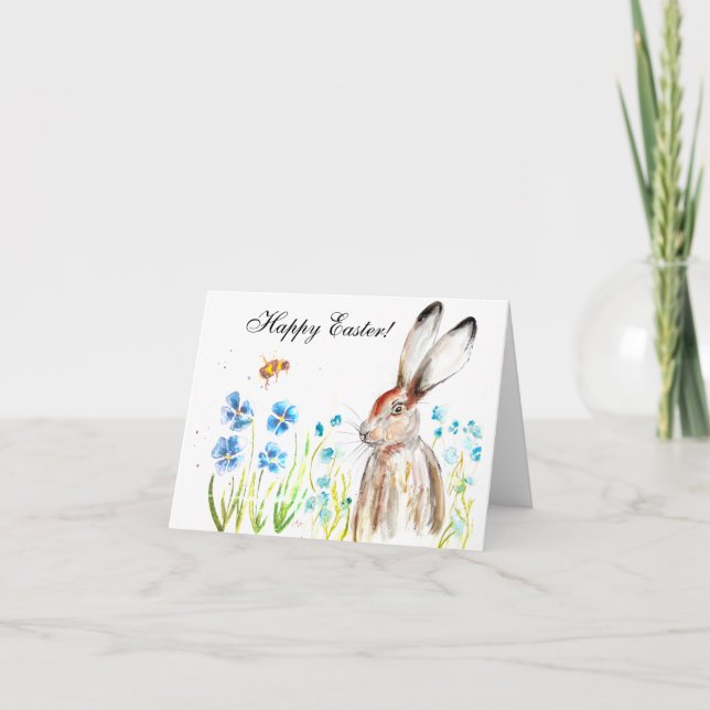 Rabbit Bunny Hare Easter Humour Cute Egg Thank You Card (Front)