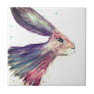 Rabbit Bunny Hare Floral Animal Wildlife Cute Tile