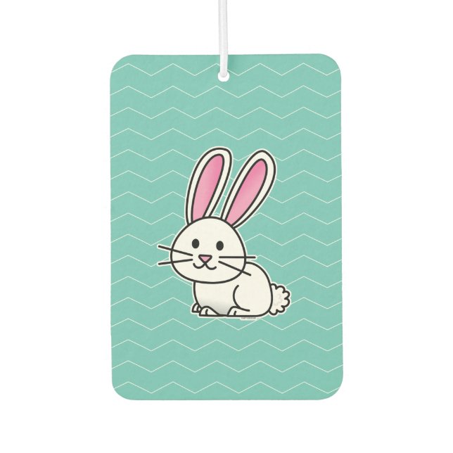 Rabbit bunny lucky white fluffy tail long ears car air freshener (Front)