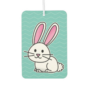 Rabbit bunny lucky white fluffy tail long ears car air freshener