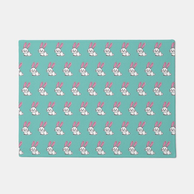 Rabbit bunny lucky white fluffy tail long ears doormat (Front)
