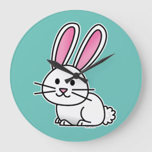 Rabbit bunny lucky white fluffy tail long ears large clock