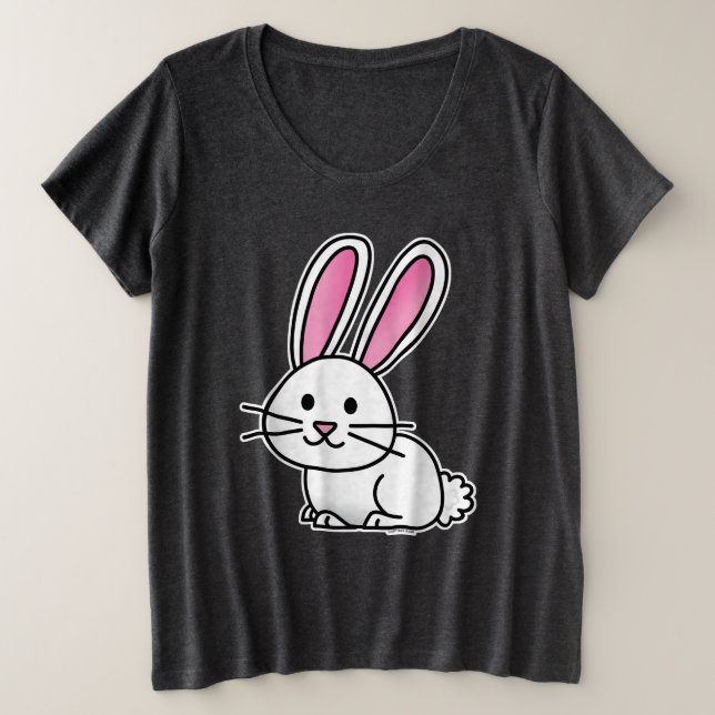 Rabbit bunny lucky white fluffy tail long ears plus size T-Shirt (Design Front)