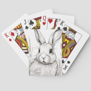 Rabbit Bunny Peaceful Nature Prairie Sketch Art Playing Cards