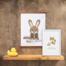 Rabbit Bunny Reading Poster