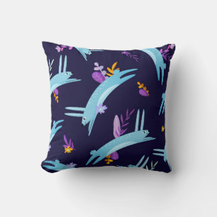 Rabbit bunny seamless pattern in cartoon style. Fu Cushion