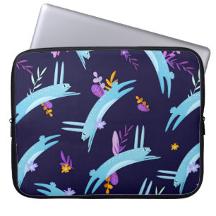 Rabbit bunny seamless pattern in cartoon style. Fu Laptop Sleeve
